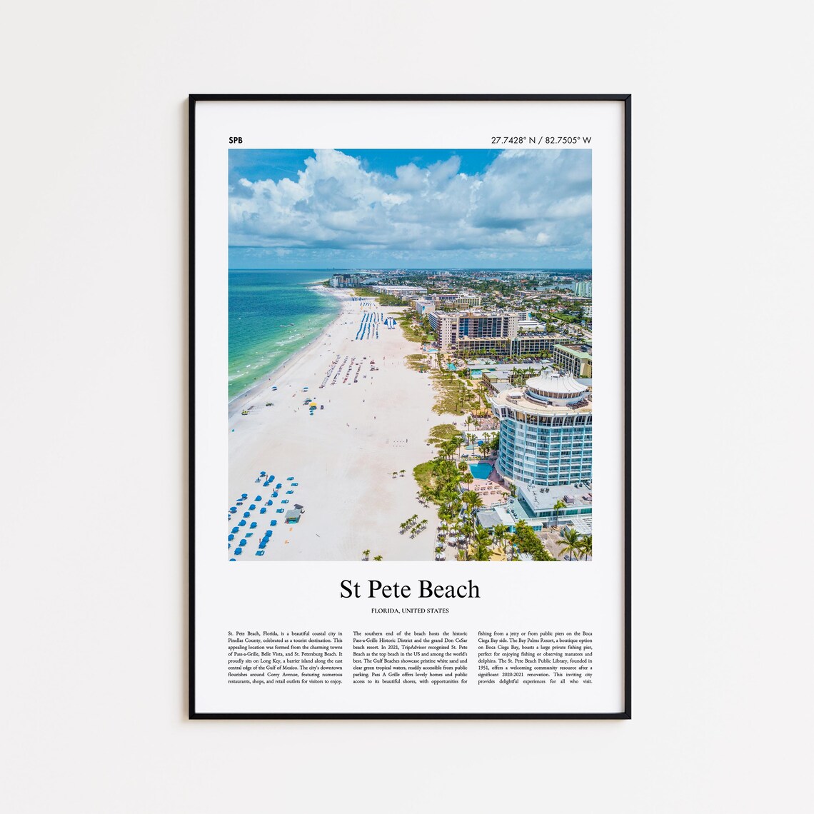 St Pete Beach Travel Poster, Florida Wall Art