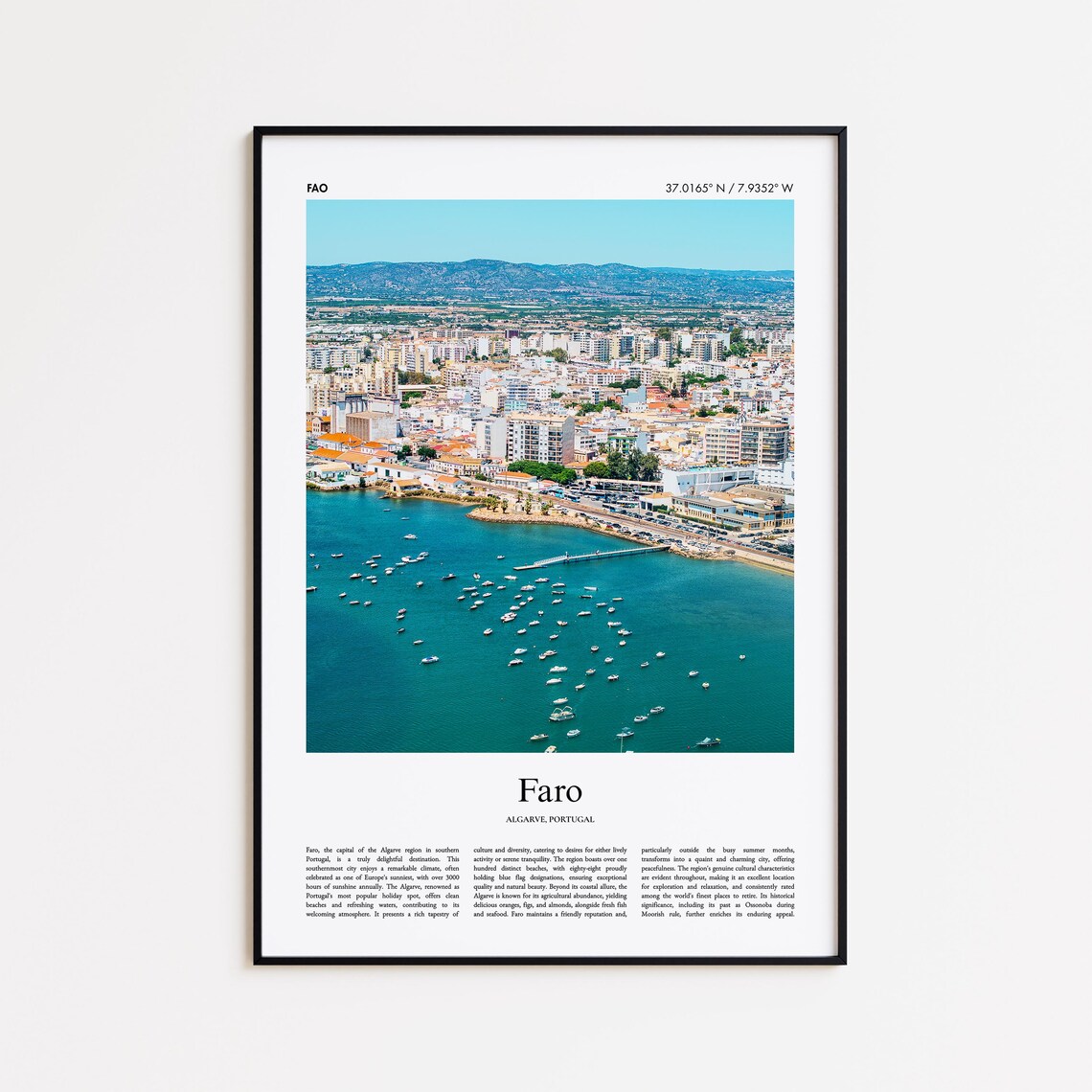 Faro Portugal Algarve Marina Harbor Aerial Turquoise Photo Poster