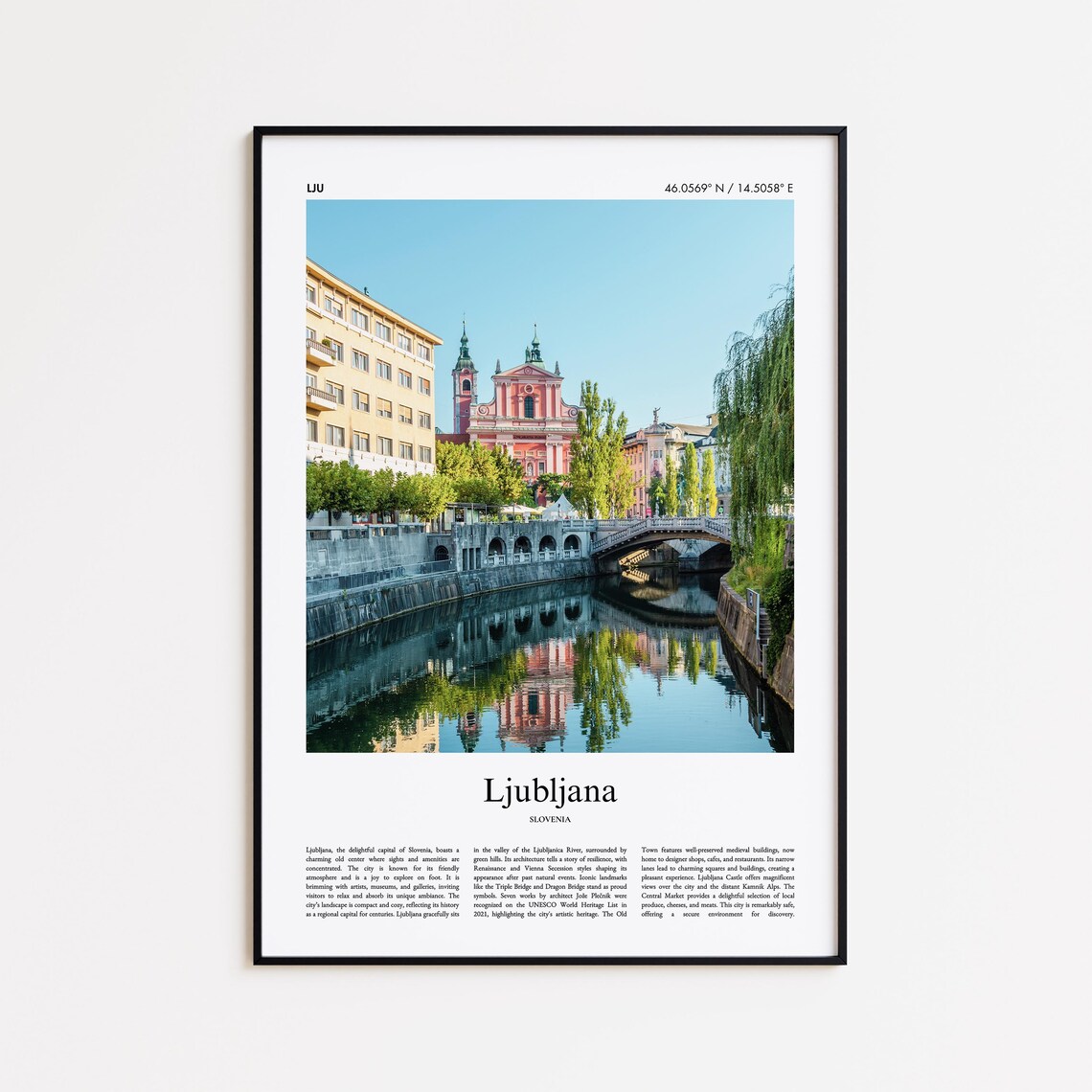 Ljubljana Slovenia Riverside Triple Bridge Church Photo Poster