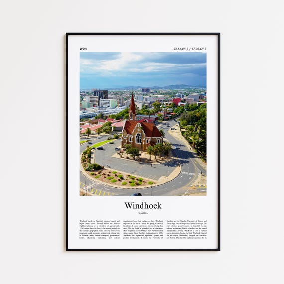 Windhoek Color Print Real Photo Poster Travel Gift Namibia Minimal City Wall Art