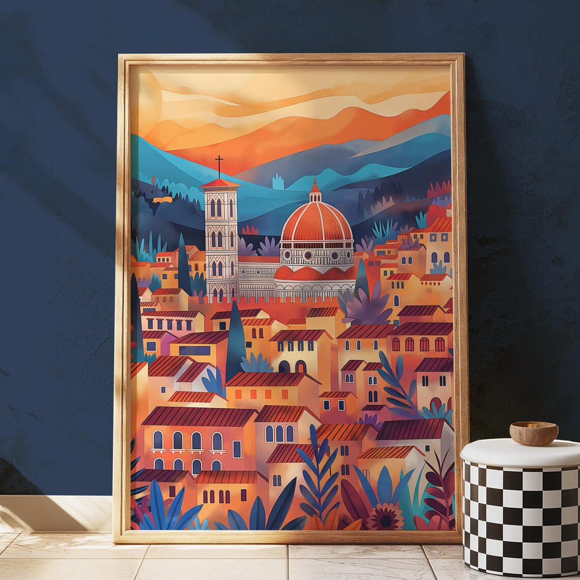 Florence Italy Art Print, Tuscan Cityscape Travel Poster