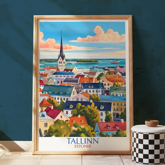 Tallinn Estonia Print Colorful Baltic Cityscape European Travel Art