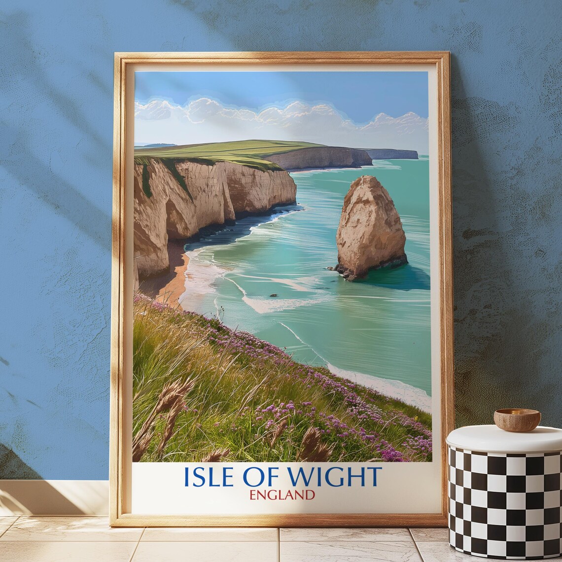 Isle Of Wight Travel Poster, Chalk Cliffs Coastal England