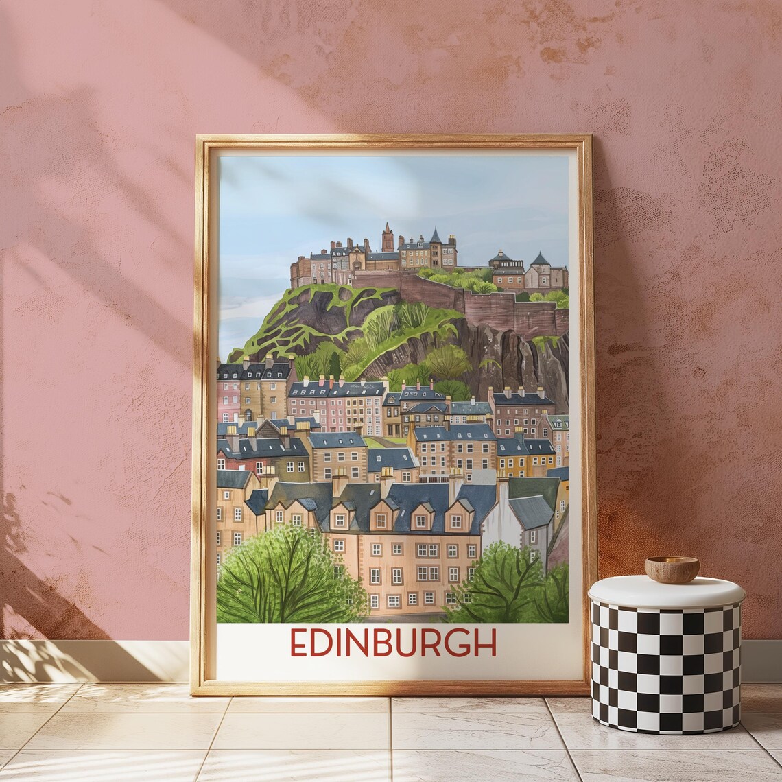 Edinburgh Castle Illustrated Scotland Travel Poster