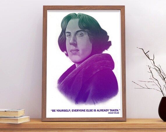 Oscar Wilde Colorful Portrait with Be Yourself Quote Literary Poster