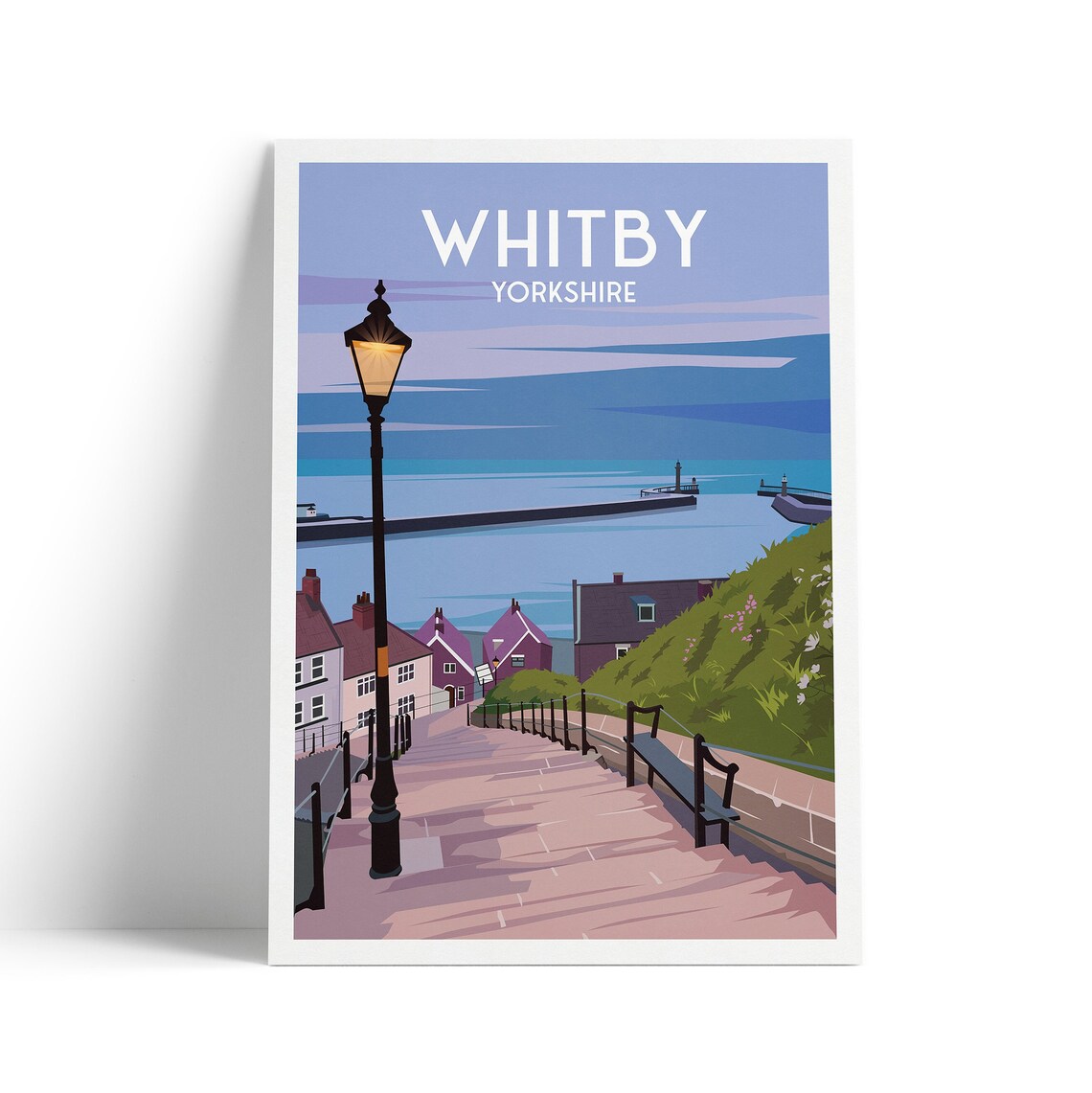 Whitby Travel Poster, North Yorkshire Harbour Art Print