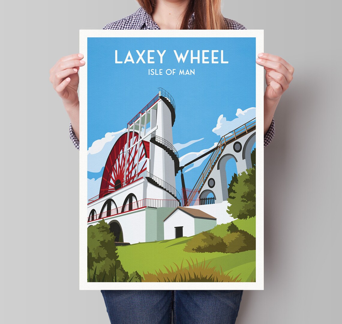 Laxey Wheel Print, Isle Of Man Travel Poster