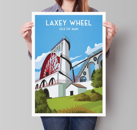 Laxey Wheel Print, Isle Of Man Travel Poster