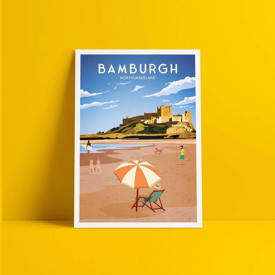 Bamburgh Castle Northumberland England Travel Poster