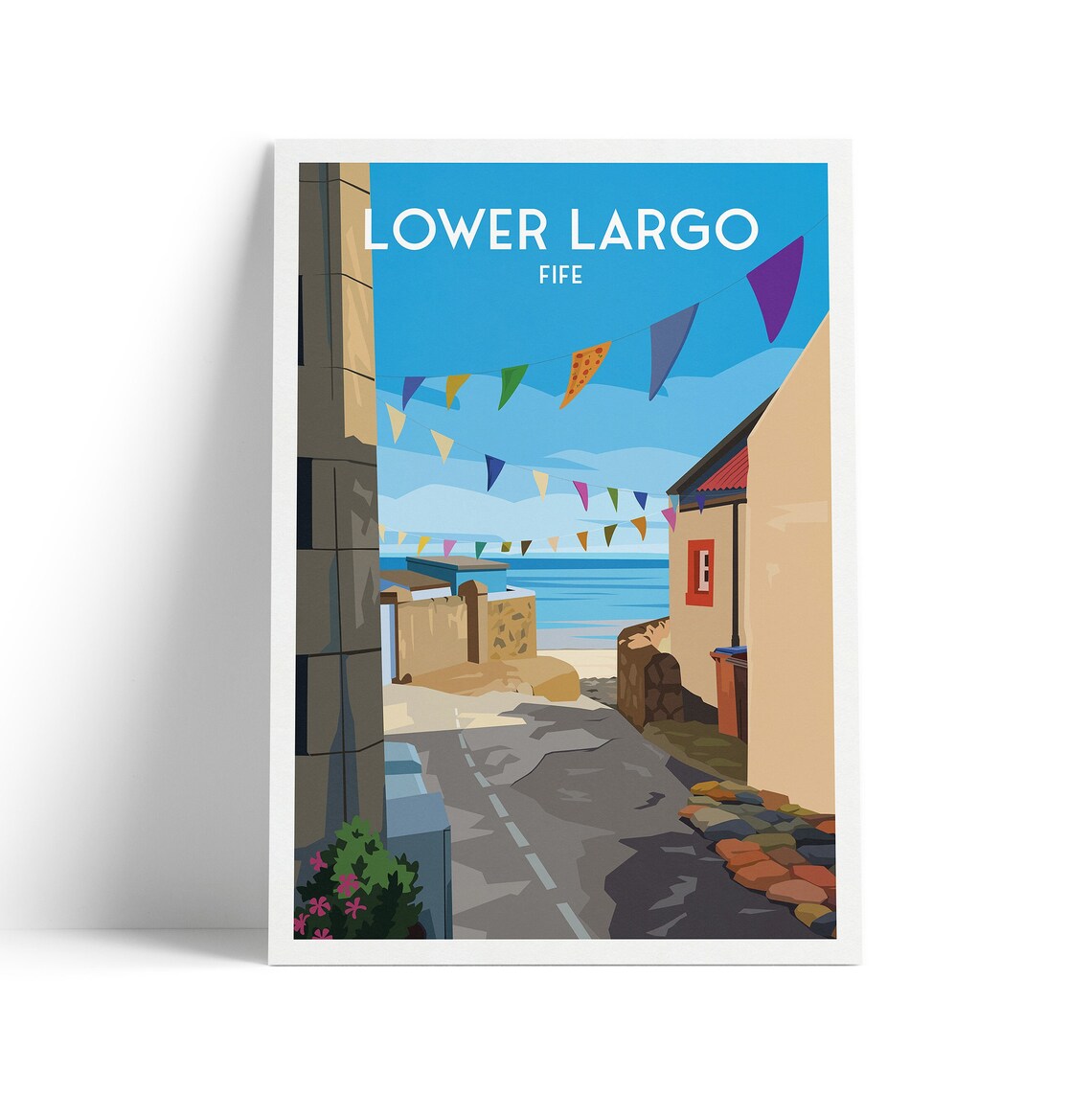 Lower Largo Bunting Print, Fife Travel Poster