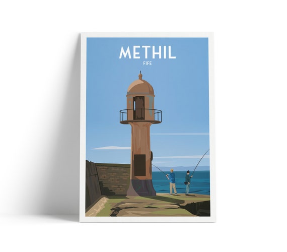 Methil Lighthouse Print Fife Coastal Path Travel Poster