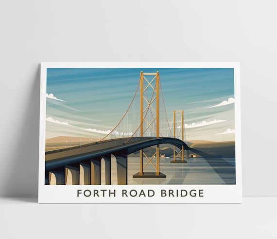 Forth Road Bridge Scottish Travel Poster, Edinburgh
