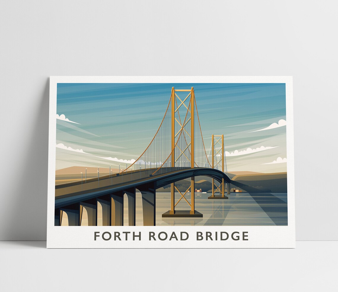 Forth Road Bridge Scottish Travel Poster, Edinburgh