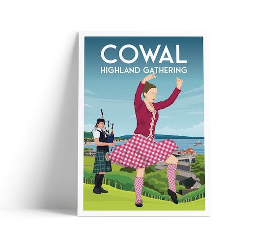 Cowal Highland Gathering Print Games Dunoon Bagpiper Dancing