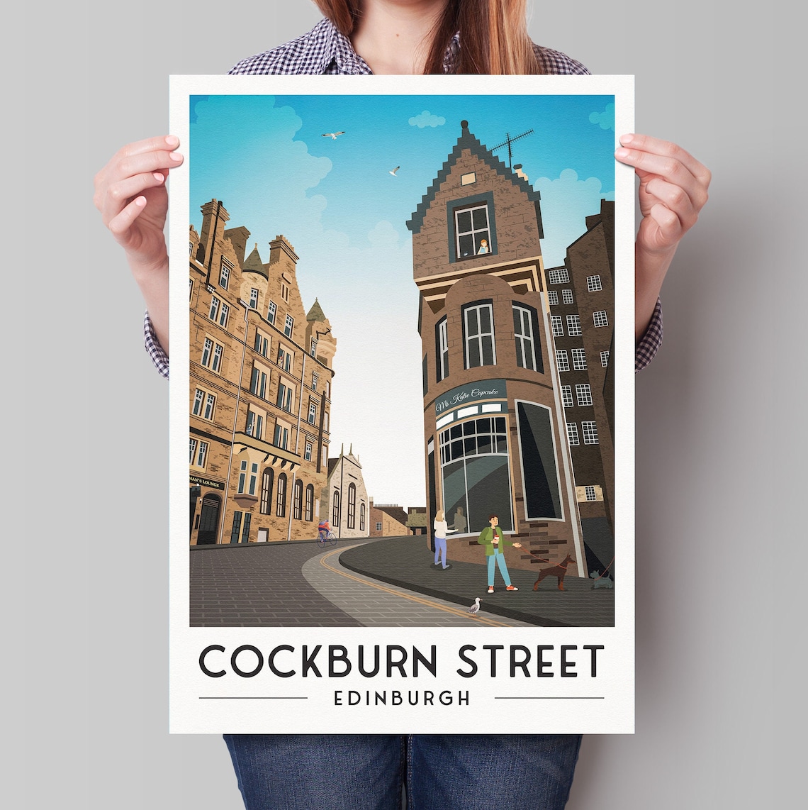 Cockburn Street Edinburgh Historic Old Town Travel Illustration Poster
