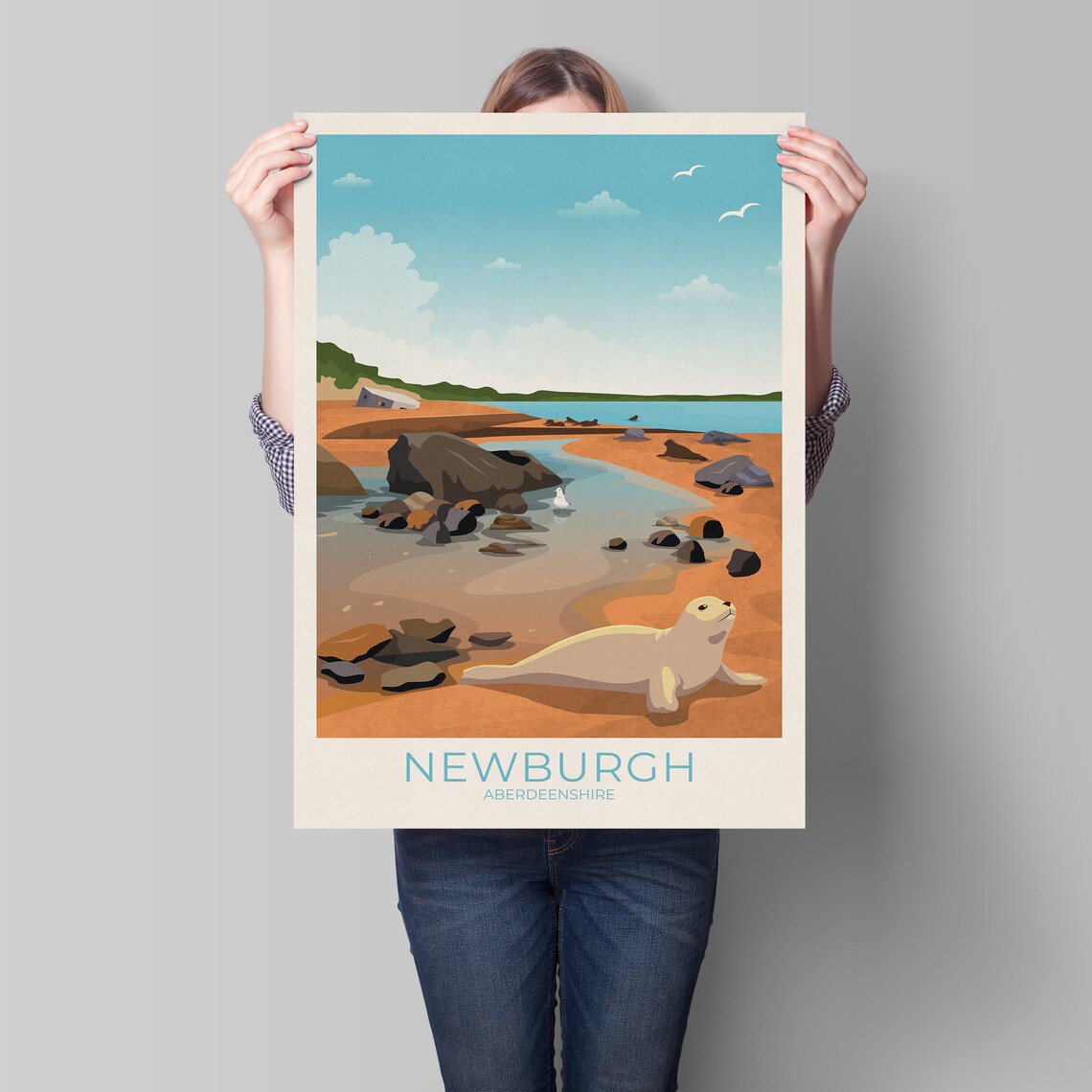 Newburgh Travel Poster, Aberdeenshire Scotland Seal