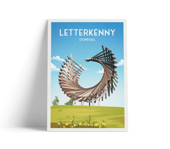 Letterkenny Polestar Monument Print Donegal Poster Pole Star Roundabout Ballyraine Travel Wall Decoration