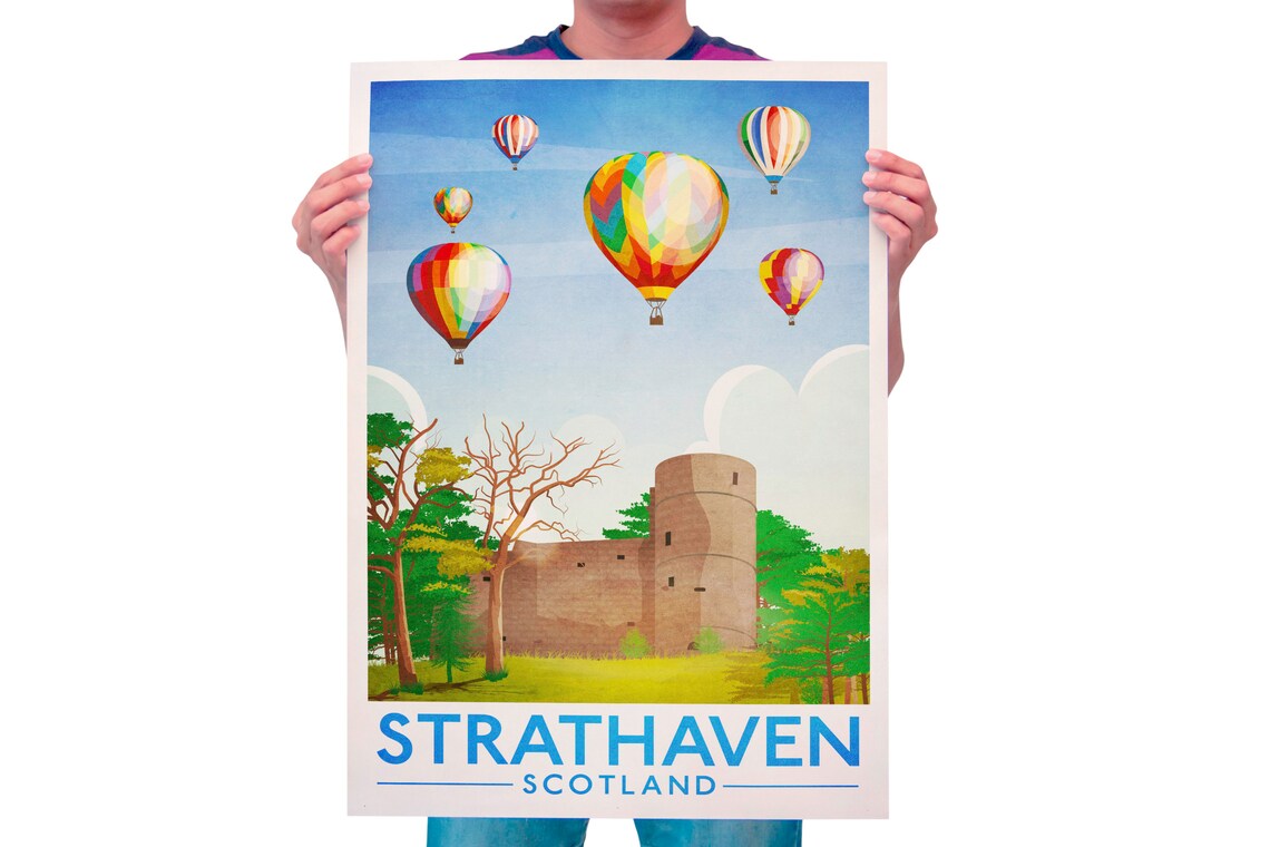 Strathaven Balloon Festival Vintage Retro Travel Poster