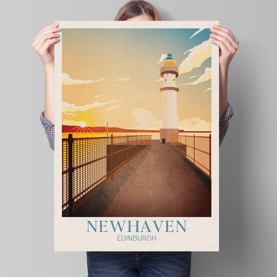 Newhaven Lighthouse Travel Poster, Edinburgh Harbour