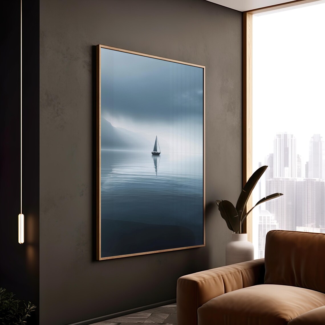 Silent Sailboat, Contemporary Beach Art Print