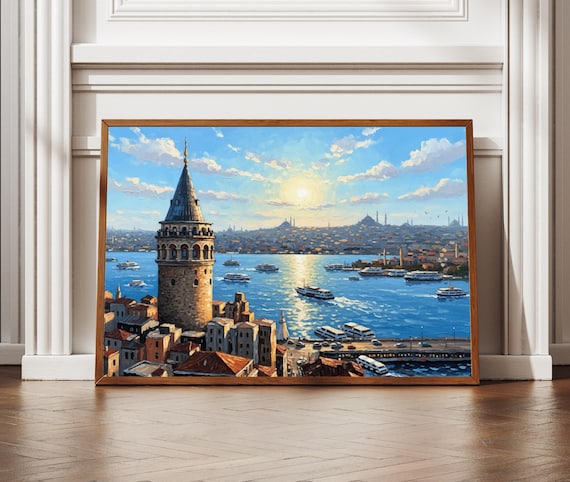 Galata Tower Istanbul Travel Poster, Textured Style