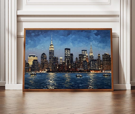 New York Cityscape Wall Art Nyc Manhattan Travel Poster Style Printing Empire State Building