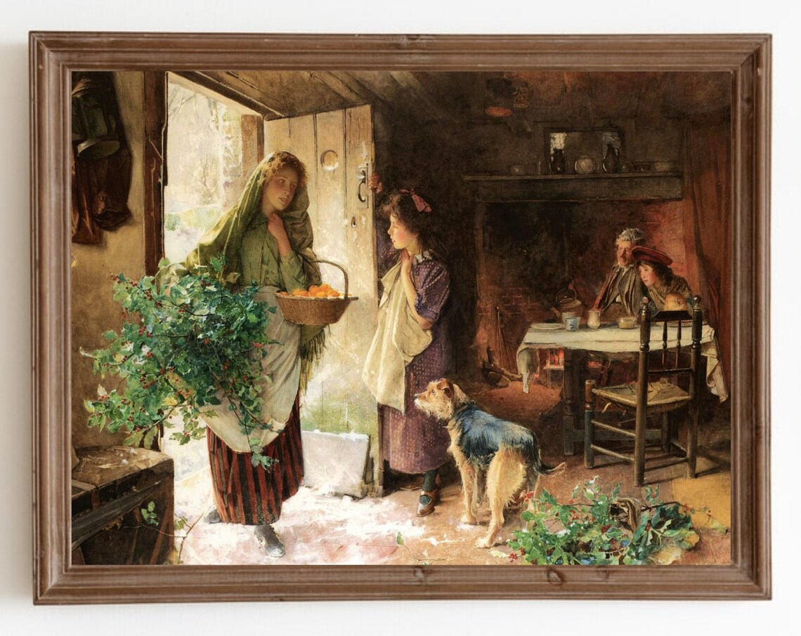 Vintage Christmas Eve Religious Holiday Art Print
