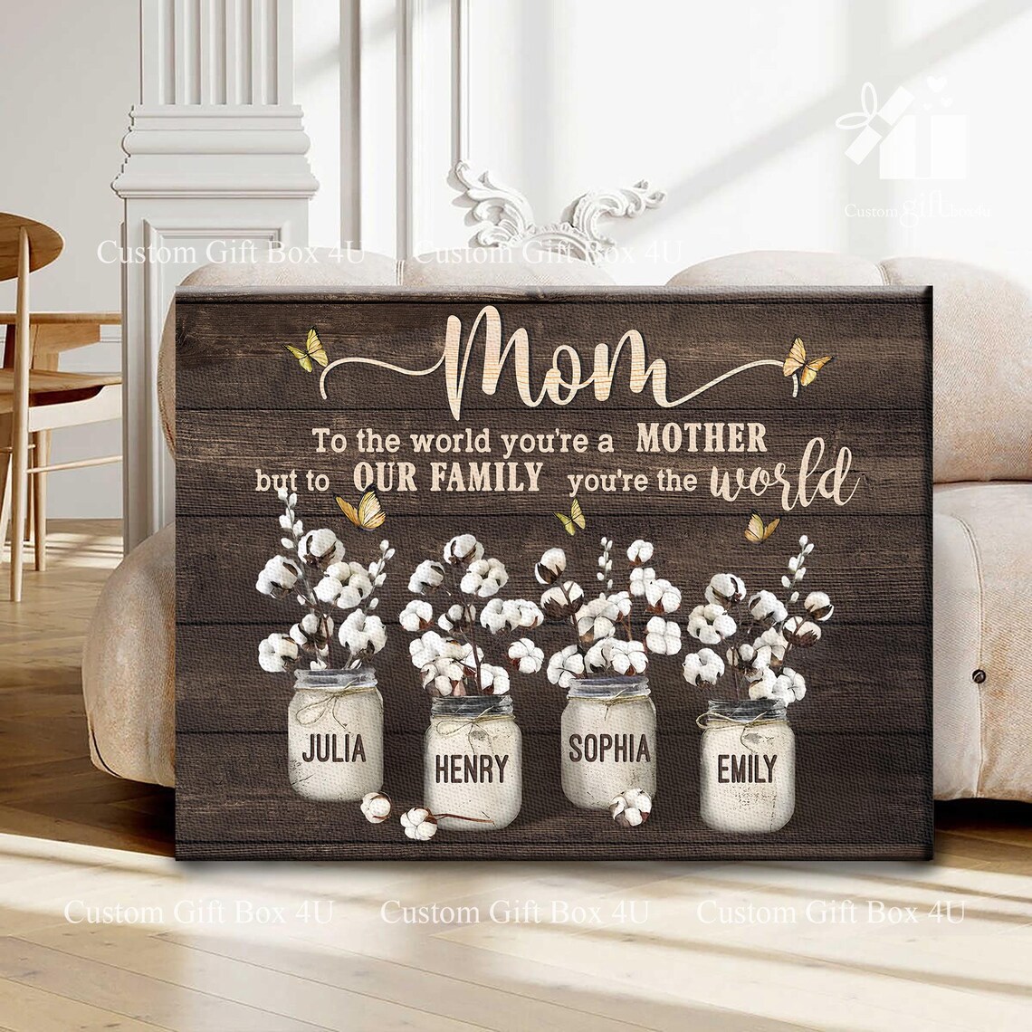 Mom To The World You Are A Mother Cotton Jar Custom Names Poster - Image 6