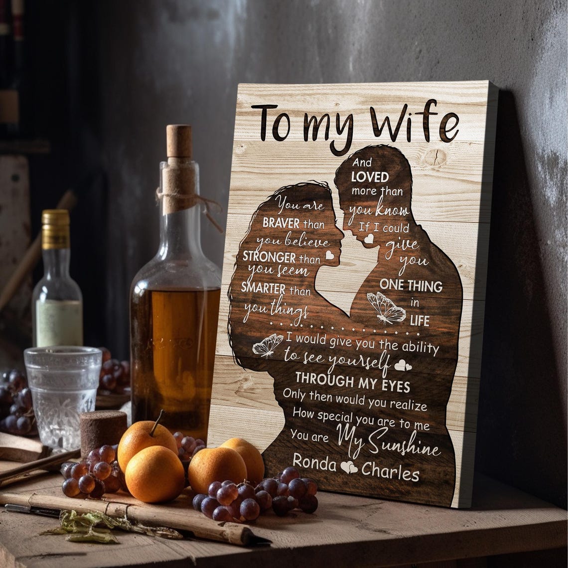 To My Wife Kissing Silhouette Romantic Quote Custom Name Poster - Image 3