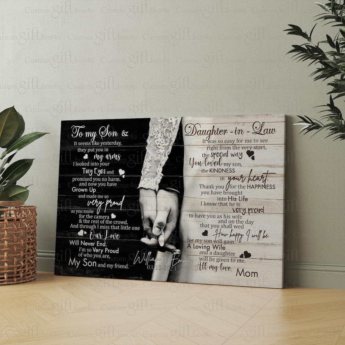 To My Son And Daughter In Law Holding Hands Wedding Tribute Poster