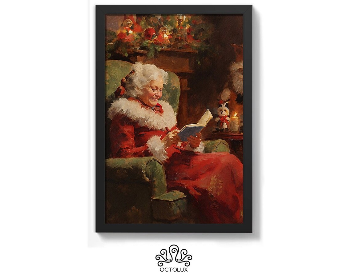 Vintage Style Christmas Print, Mrs Claus Art