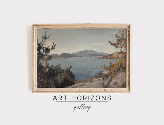 Mediterranean Bay With Mountains Rocky Coast Impressionist Art Poster