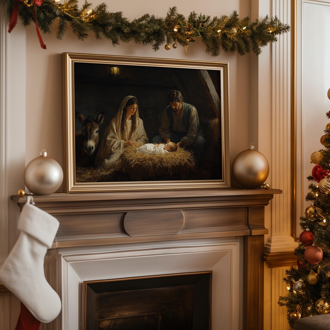 Nativity Christian Wall Art Christmas Art Holiday Jesus Oil Painting Christian Decor For Home Christian Nativity Art A141 - Image 4