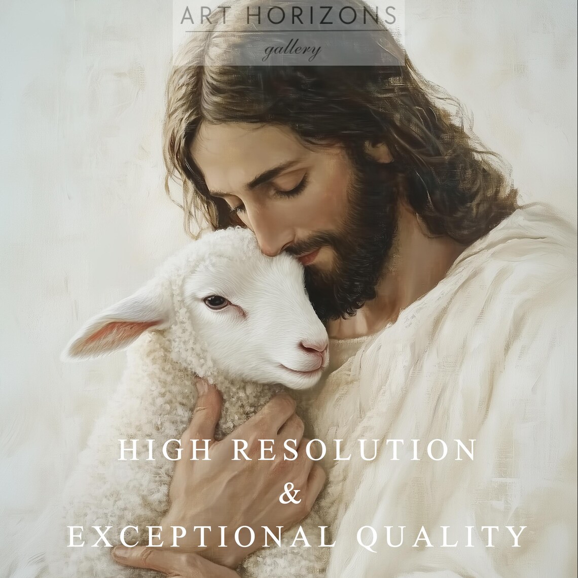 Christian Jesus Portrait Lamb Vintage Art Print - Image 4