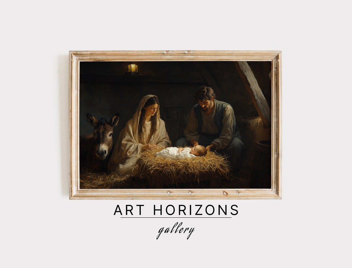 Nativity Christian Wall Art Christmas Art Holiday Jesus Oil Painting Christian Decor For Home Christian Nativity Art A141