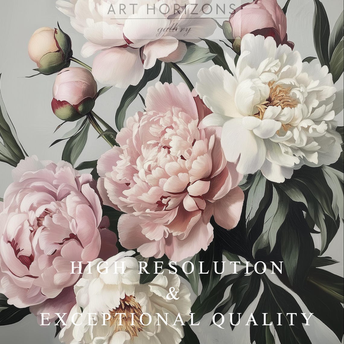 Blush Pink And White Peonies Bouquet Floral Still Life Art Poster - Image 3