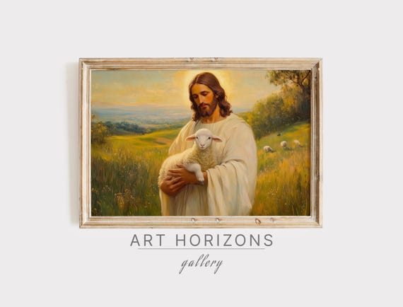 Jesus Oil Painting Wall Art Leaves The 99 Easter Poster Bible Verse Religious Sheep Print Christian Decor A360