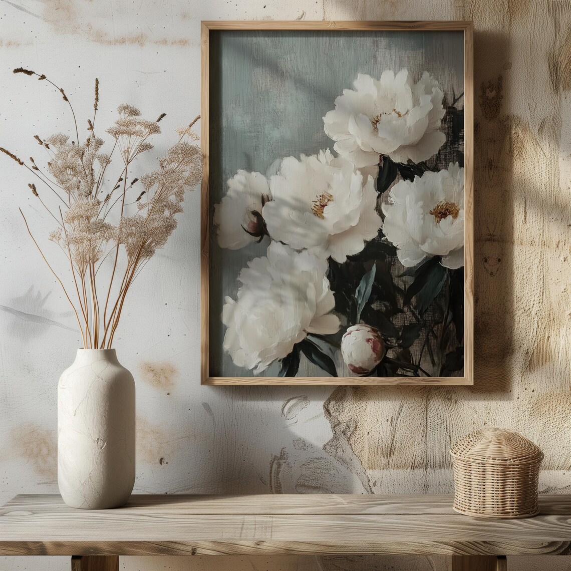 White Peony Vintage Floral Art Print, Pastel - Image 2