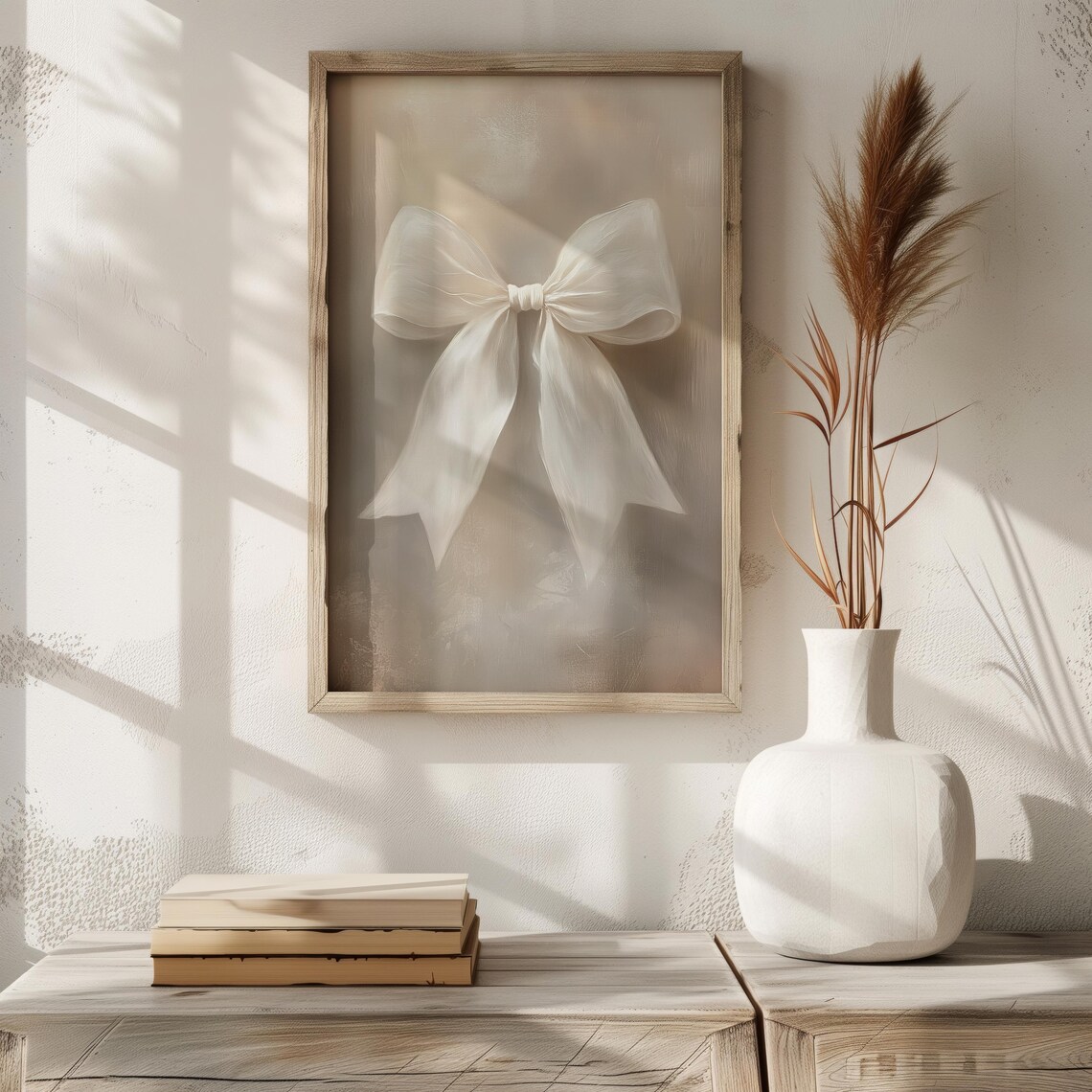 Coquette White Bow Vintage Oil Painting Art Print - Image 2