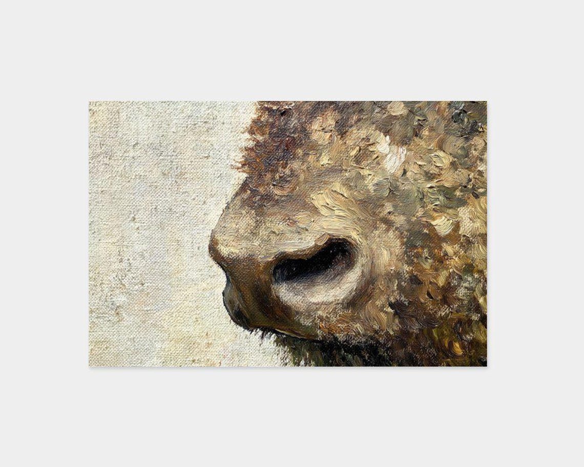 Impasto Cow Muzzle Close Up Textured Oil Painting Art Poster - Image 2