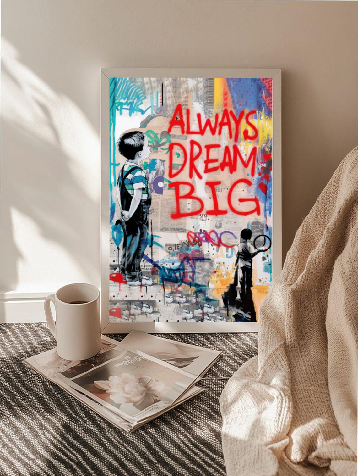Always Dream Big Graffiti Kids Street Art Motivational Quote Poster - Image 2