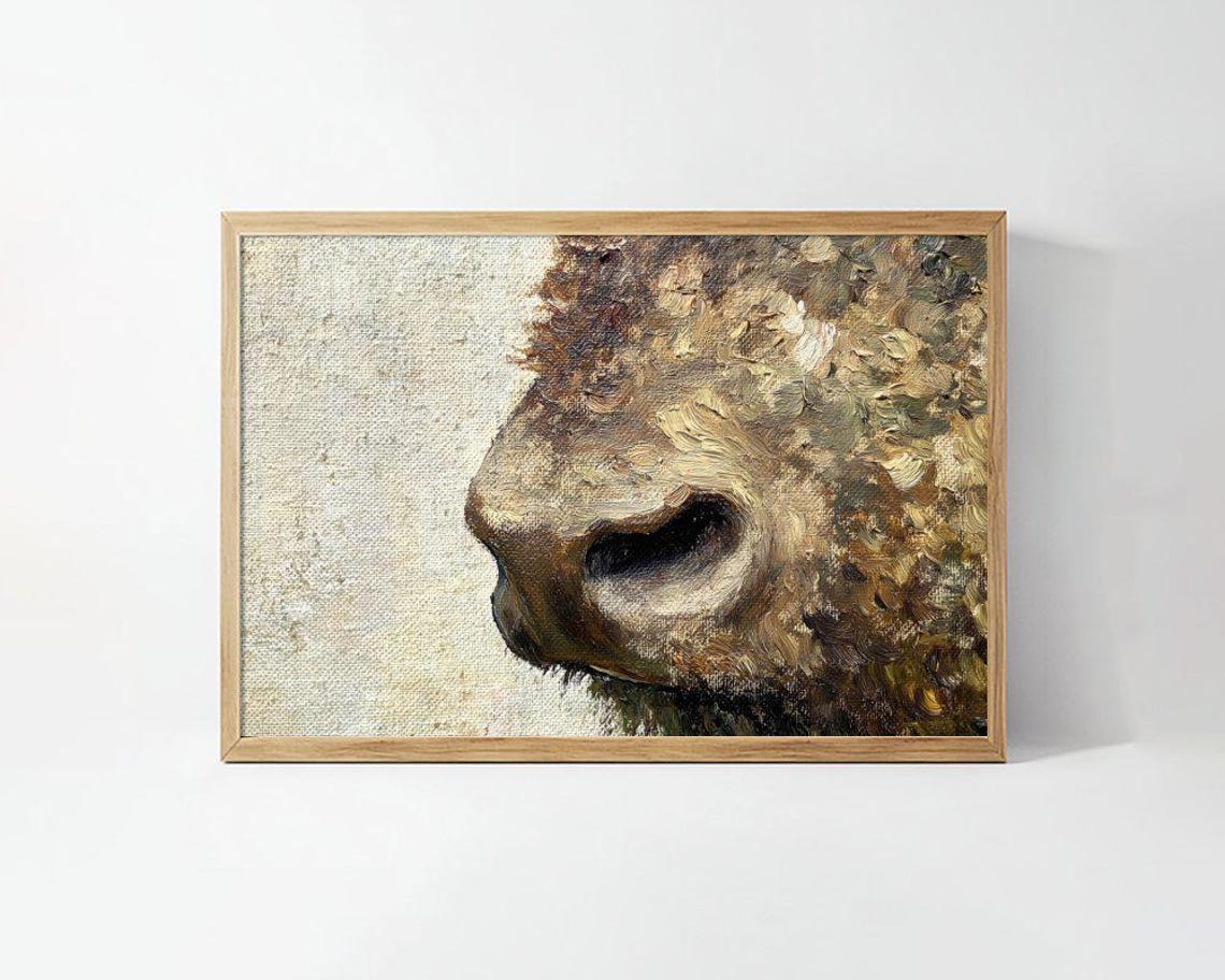 Impasto Cow Muzzle Close Up Textured Oil Painting Art Poster