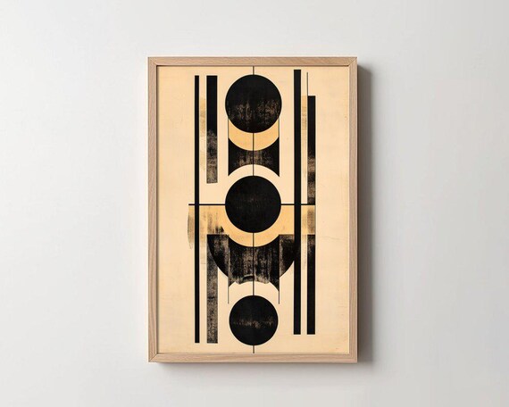 Modern Minimalist Geometric Art Print Abstract Wall Art Black And Beige Contemporary Artwork Instant