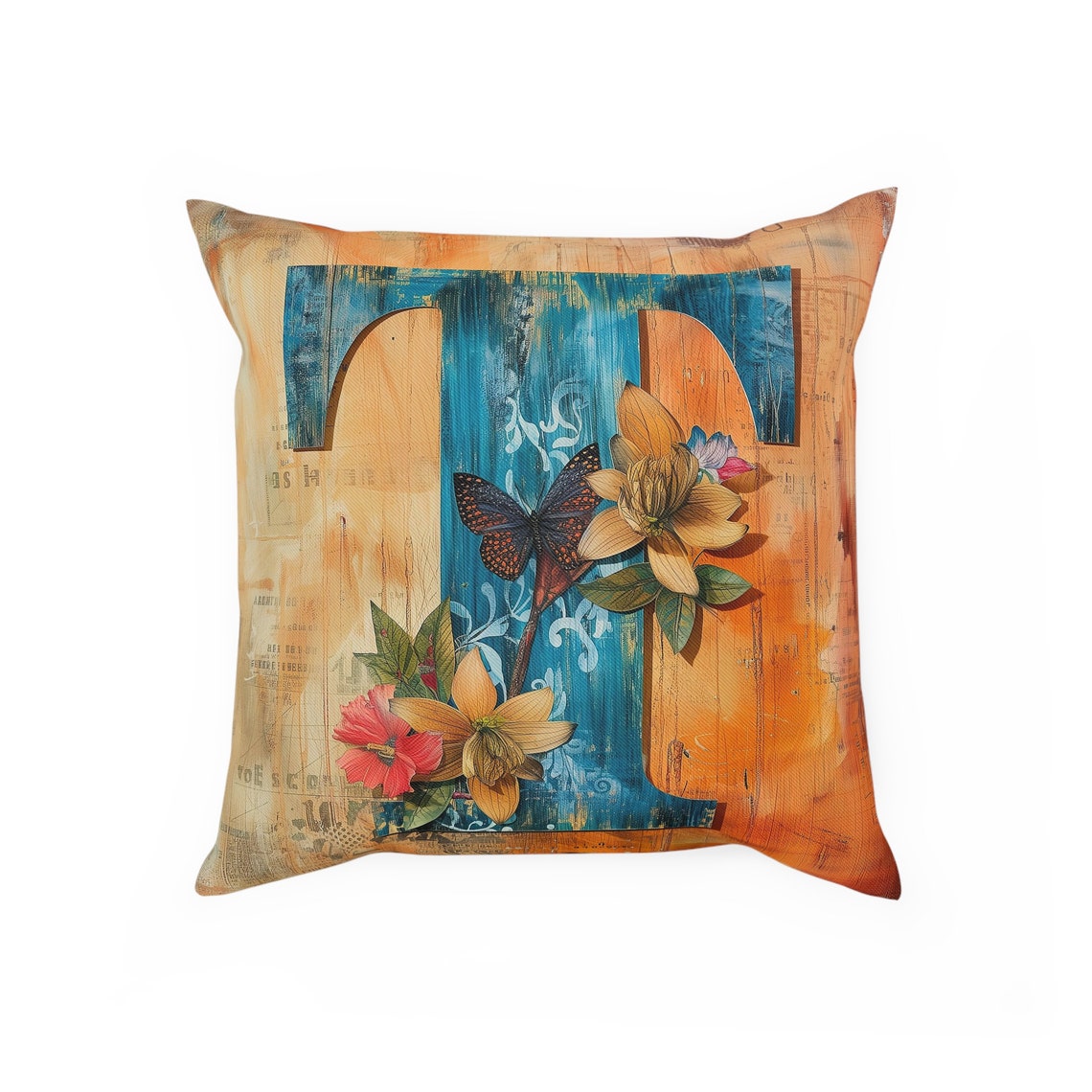 Colorful Letter T Boho Floral Butterfly Alphabet Design Poster - Image 3