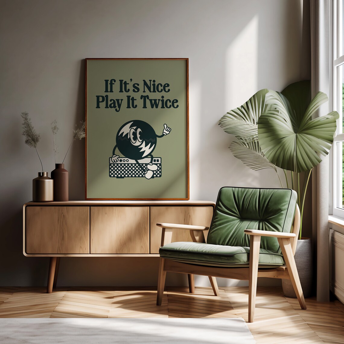 Retro Vinyl Play It Twice Music Art Print - Image 2
