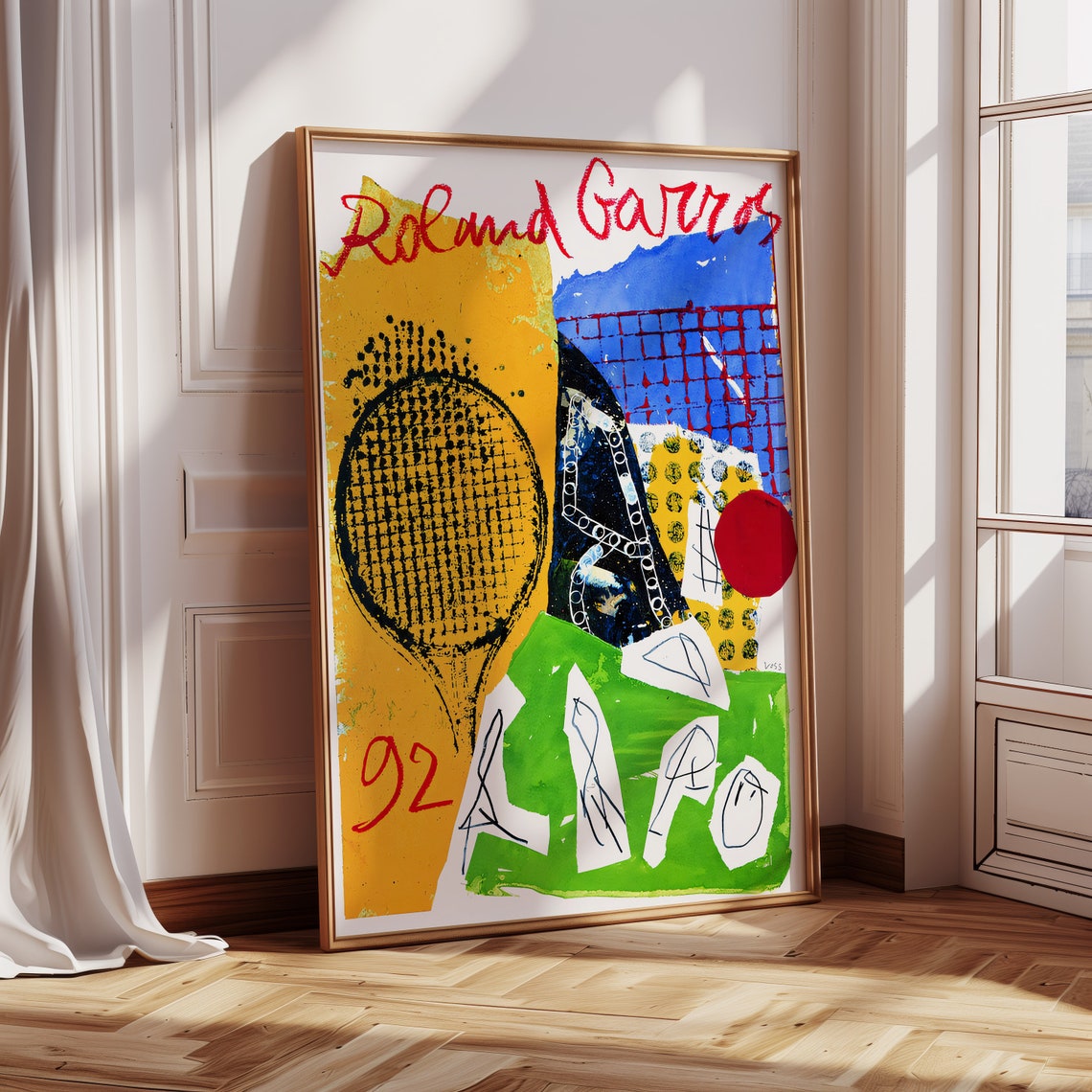 Roland Garros 1992 Print Tennis Poster Roland Garros Poster Sports Wall Art Tennis Print Mid Century Modern Print - Image 4
