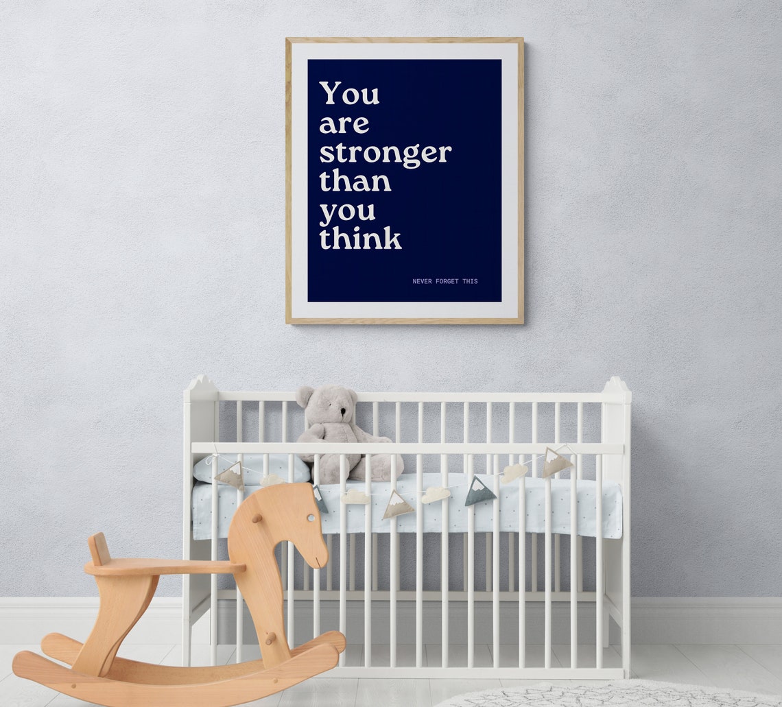 You Are Stronger Than You Think Navy Motivational Quote Poster - Image 4