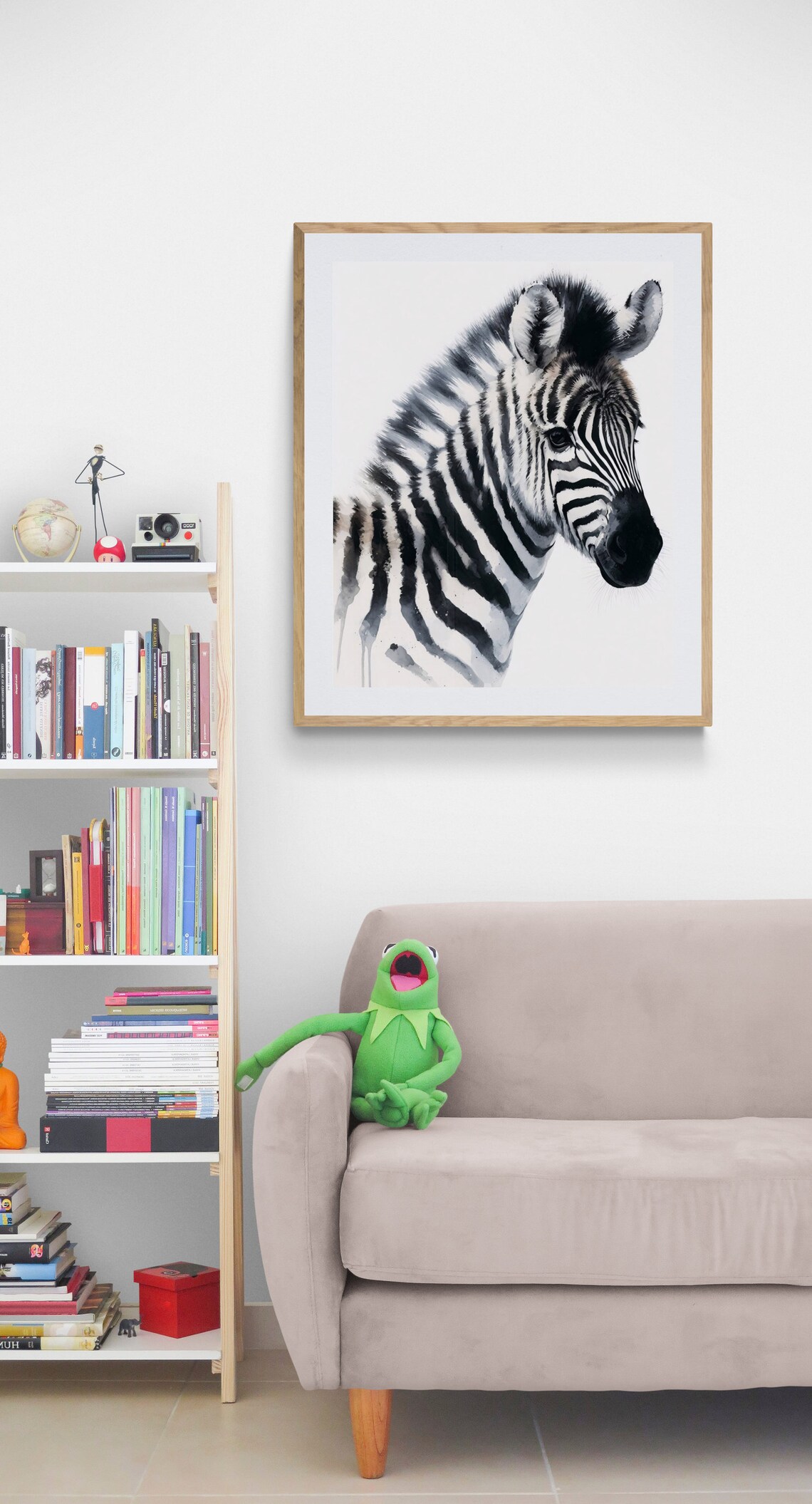 Safari Zebra Watercolor Wildlife Portrait Black White Art Poster - Image 4