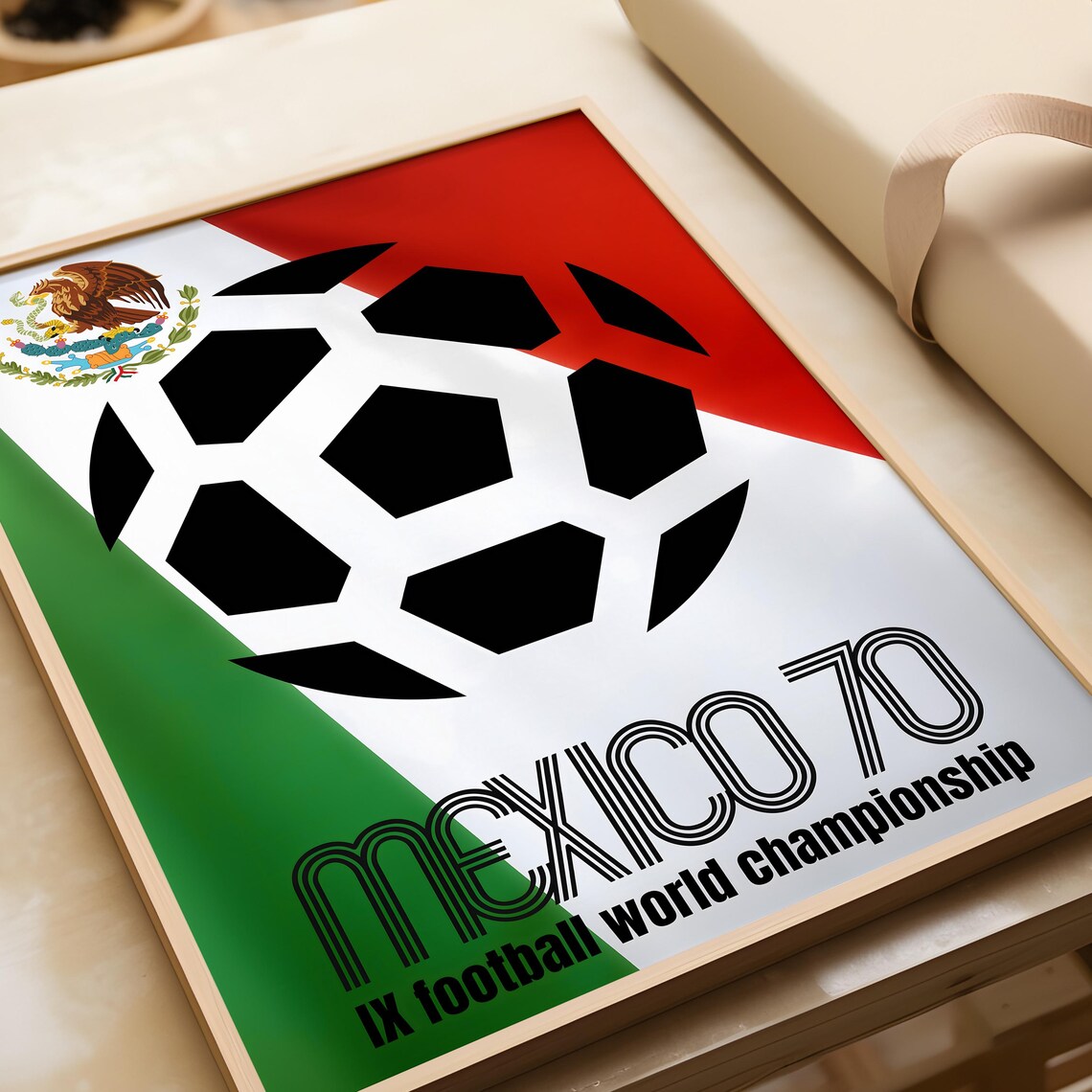 Mexico 70 IX Football World Championship Vintage Soccer Poster - Image 2