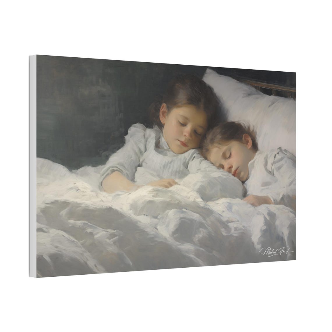 Two Sleeping Children Peaceful Night Nursery Room Decor Poster - Image 5